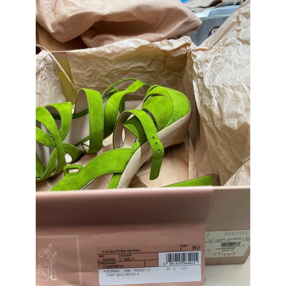 Miu Miu Green Suede Platform sandals Sz EU 39.5 US 9.5 - Picture 5 of 16